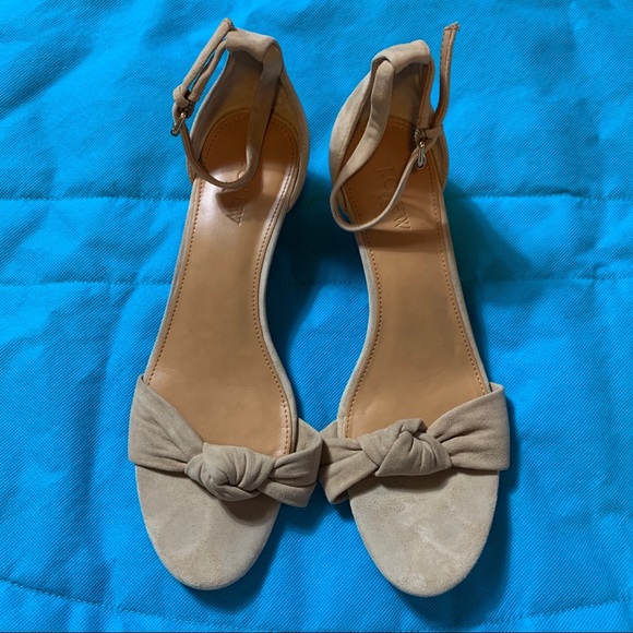 J. Crew Shoes - J.Crew Tan Suede Demi-wedge Sandals + Top Knot